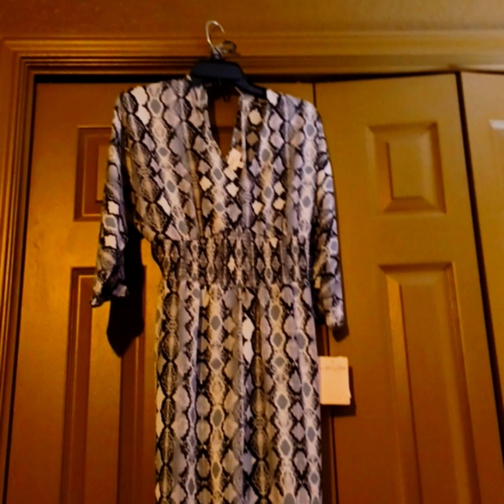 BeBop Black and White Snake Print Jumpsuit